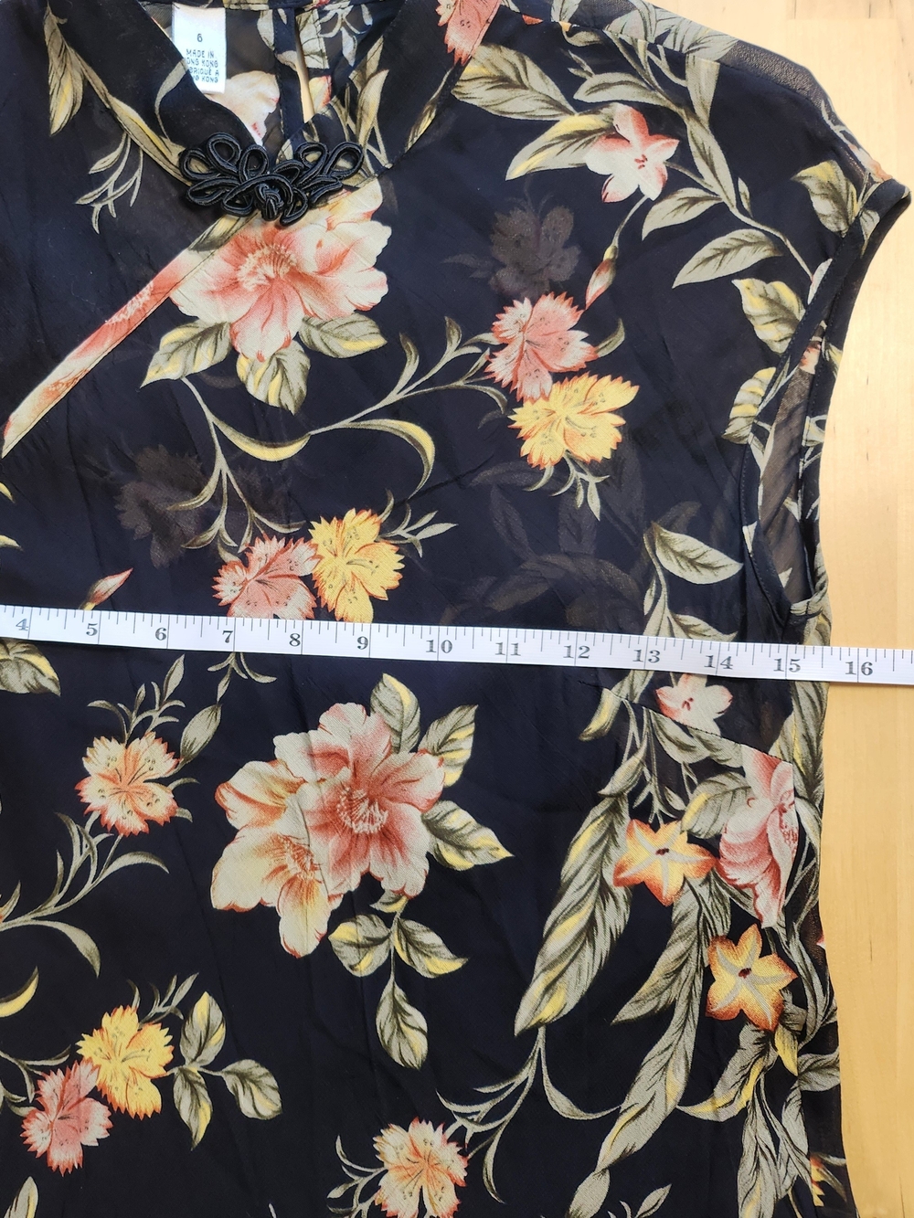 Vtg Y2K Talbots Black Floral Maxi Dress with Mandarin Collar - Picture 7 of 8
